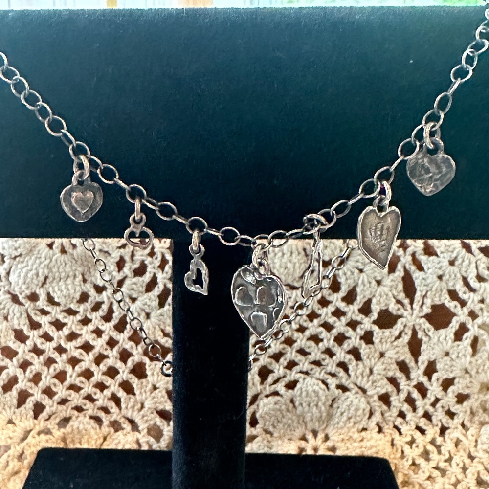 Vintage Silpada Sterling Silver Dangling Hearts Necklace N1441